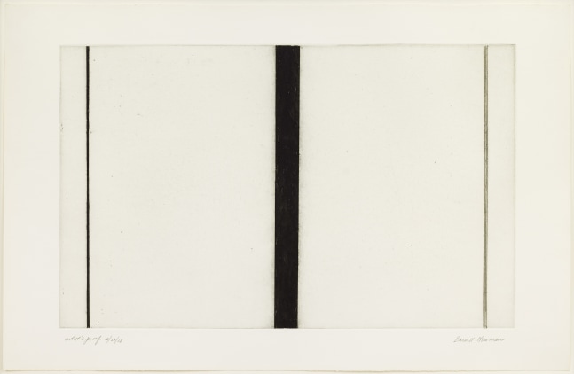 Barnett Newman&amp;nbsp;

Untitled Etching #1, 1968&amp;nbsp;

Etching and aquatint&amp;nbsp;

14 15/16 x 23 7/8 inches, image&amp;nbsp;

19 3/16 x 29 3/4 inches, sheet&amp;nbsp;

AP aside from the edition of 27&amp;nbsp;

Private Collection&amp;nbsp;