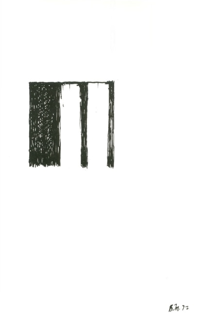 Brice Marden

Suicide Note, 1972

Ink on paper

11 3/4 x 7 3/4 inches

Private Collection