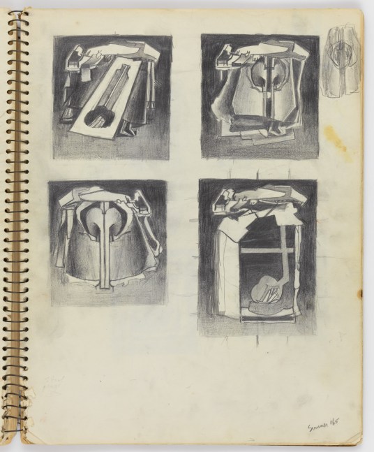 Untitled Sketchbook, c. 1965
Graphite and red crayon on paper
14 x 11 inches (spread, 14 x 22 inches)