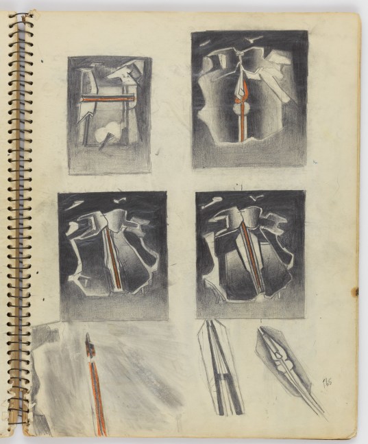 Untitled Sketchbook, c. 1965
Graphite and red crayon on paper
14 x 11 inches (spread, 14 x 22 inches)