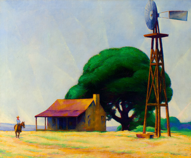 Ralph D. McLellan (1884–1977), Rider on the Ranch, San Marcos, Texas, 1928, oil on canvas, 30 x 36 in., signed and dated lower right: Ralph McLellan / ‘28