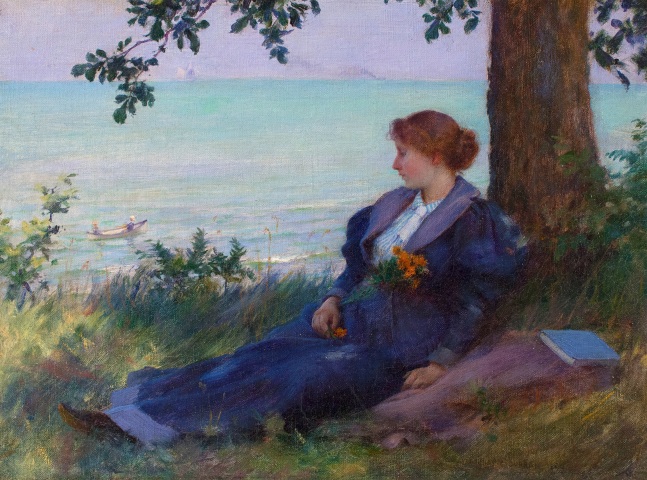 Charles Courtney Curran (1861–1942), An Afternoon Respite, 1894, oil on canvas, 9 x 12 in.. signed and dated lower right: Chas C. Curran 1894