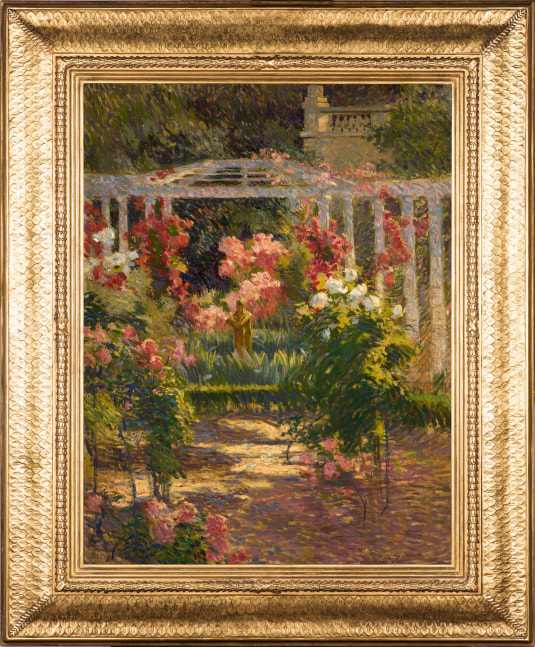 William de Leftwich Dodge (1867–1935). The Artist’s Garden, c. 1916. Oil on canvas. 35 x 27 in. Signed lower right: William de L Dodge (framed)