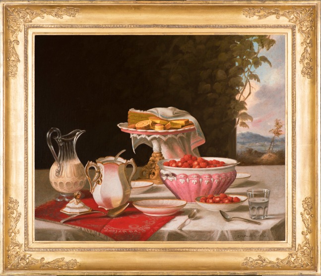 John F. Francis (1808–1886), The Dessert, 1872, oil on canvas, 25 x 30 ½ in., signed and dated lower right: J.F. Francis. 1872. (framed)