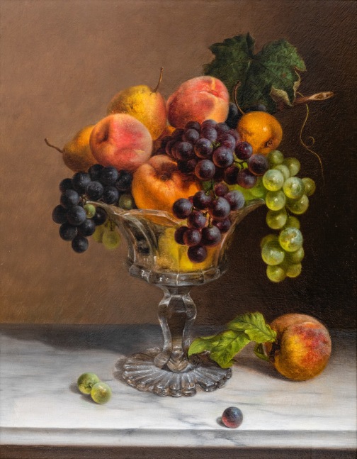 Arnoud Wydeveld (1823–after 1888), Still Life of Fruit, c. 1855–60, oil on panel, 19 1/4 x 15 1/2 in., signed to right of grapes: A Wydeveld N.Y.