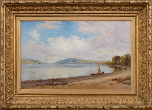 John William Hill (1812–1879) Afternoon, Newburgh-on-Hudson, 1868. Oil on canvas, 15 x 24 in. ​Signed and dated lower right: J. W. Hill / 1868 (framed)