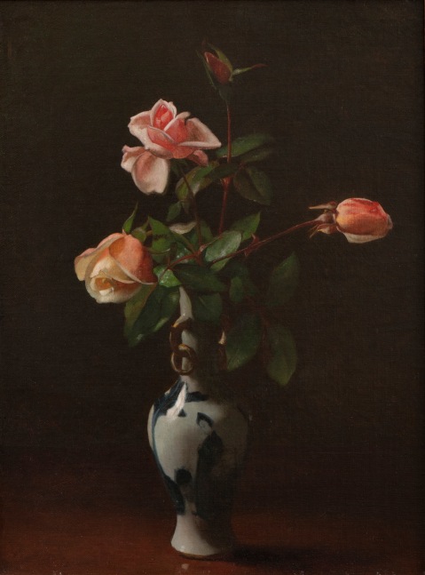 George Cochran Lambdin (1830–1896). Roses in a Chinese Vase, 1872. Oil on canvas, 16 x 12 in., signed and dated lower left: Geo. C. Lambdin 1872