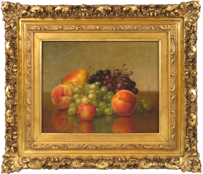 Robert Spear Dunning (1829–1905), An Arrangement of Fruit, 1901, oil on canvas, 11 x 14 in., signed and dated lower right: R. S. Dunning 1901, inscribed on verso: R. S. Dunning / 1901 (framed)