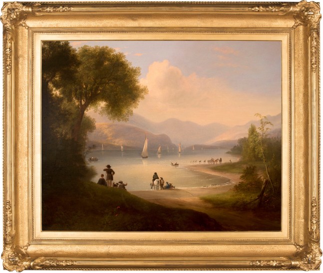 Alvan Fisher (1792–1863). River Landscape, c. 1840. Oil on canvas. 27 x 34 in. Signed lower center. (Framed)