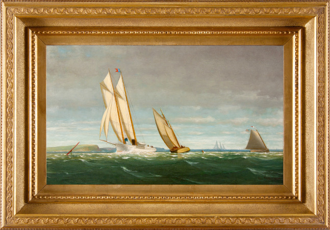 George Curtis (1816–1881), Sailing off the Coast, 1878, oil on panel, 11 ½ x 20 in., signed and dated lower right: Geo. Curtis 1878 (framed)