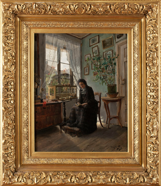 Henry Alexander (1860–1894). Sunday Morning, 1883. Oil on panel, 22 x 17 1/4 in. Signed and dated lower right (framed)