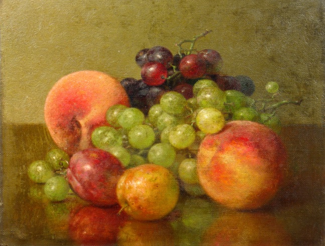 Robert Spear Dunning (1829–1905), Fruit Still Life, 1902, oil on canvas, 9 x 11 3/4 in., signed lower left: R.S. Dunning, inscribed on verso: R.S. Dunning / 1902 / Fruit