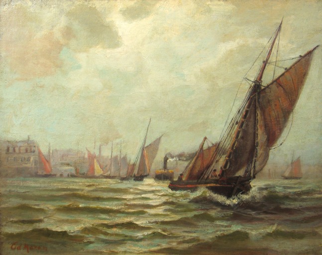 Edward Moran (1829–1901), New York Harbor, c. 1870, oil on canvas, 14 1/2 x 18 in., signed lower left: Ed. Moran