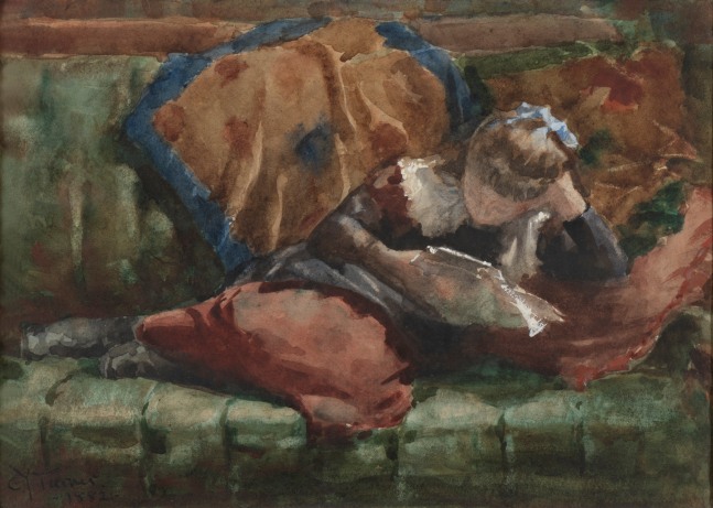 Charles Yardley Turner (1850–1918). Girl Reading, 1882. Watercolor on paper, 6 3/4 x 9 1/2 in., signed and dated lower left: C. Y. Turner / 1882
