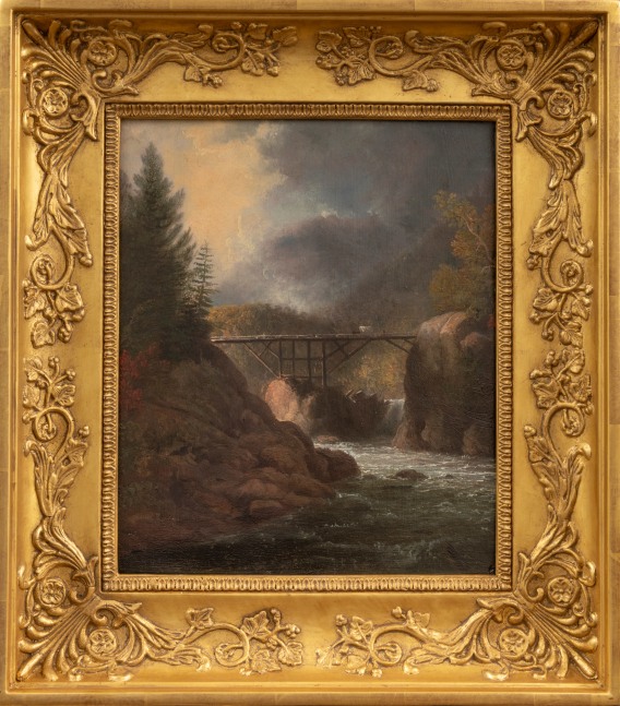 Thomas Doughty (1793–1856). Crossing the Bridge. Oil on board. 11 1/2 x 9 3/4 in. Framed dimensions: 16 3/4 x 14 3/4 in. Unsigned