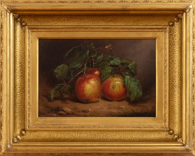 William Rickarby Miller (1816–1888), Study of Apples on a Bough, 1873, oil on board, 8 1/2 x 12 1/2 in. , signed and dated lower left: W. R. Miller 1873 (detail)