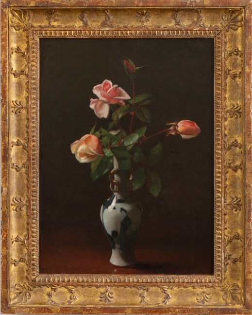 George Cochran Lambdin (1830–1896). Roses in a Chinese Vase, 1872. Oil on canvas, 16 x 12 in., signed and dated lower left: Geo. C. Lambdin 1872 (framed)