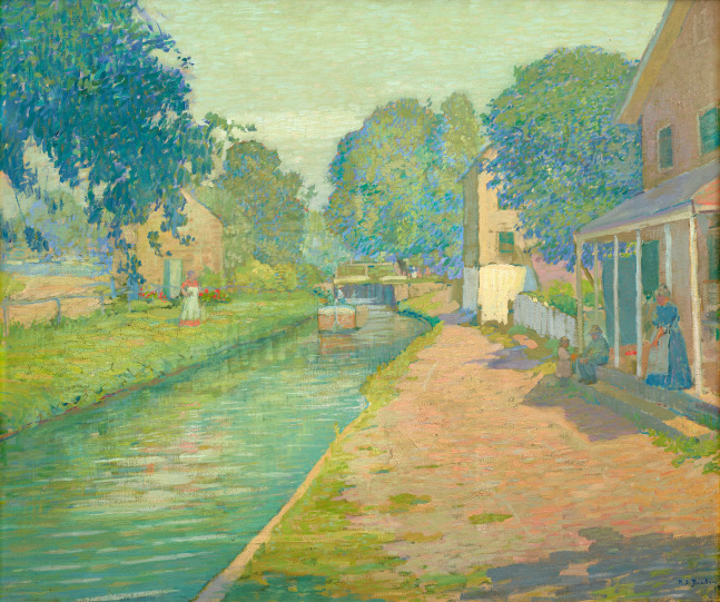 Rae Sloan Bredin (1880–1933). The Lower Lock, New Hope Pennsylvania, 1917. Oil on canvas, 30 x 36 in. Signed and dated lower right: R.S. Bredin 191[7]