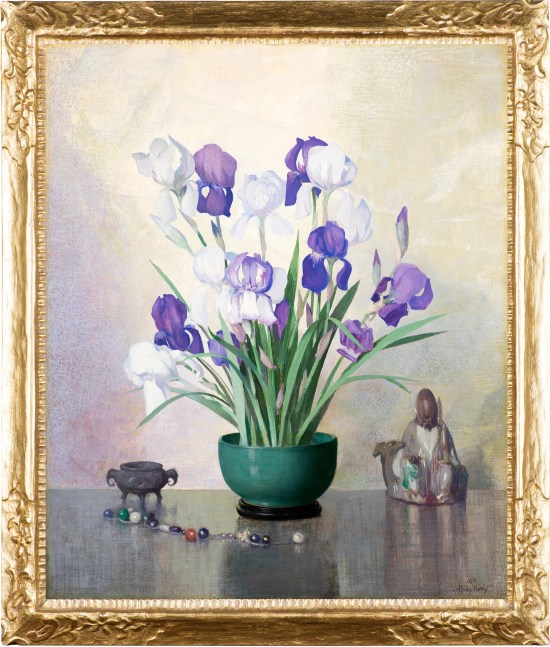 Hermann Dudley Murphy (1867–1945) Iris, 1929. Oil on canvas, 30 x 25 in. Signed lower right: H. Dudley Murphy. Signed, titled and dated on verso: H. Dudley Murphy / Iris / 1929 (framed)