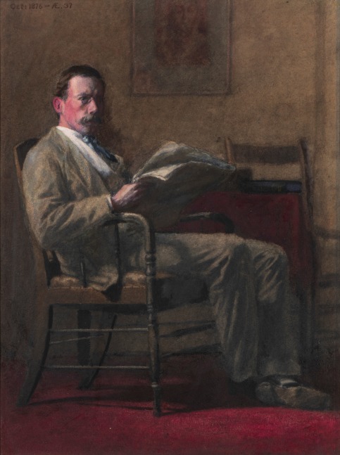 Thomas Anshutz (1851–1912). Portrait of a Philadelphia Gentleman (Ernest Lee Parker). 1876. Watercolor and gouache on paperboard. 12 1/4 x 9 1/4 in. Unsigned. Dated and inscribed upper left.