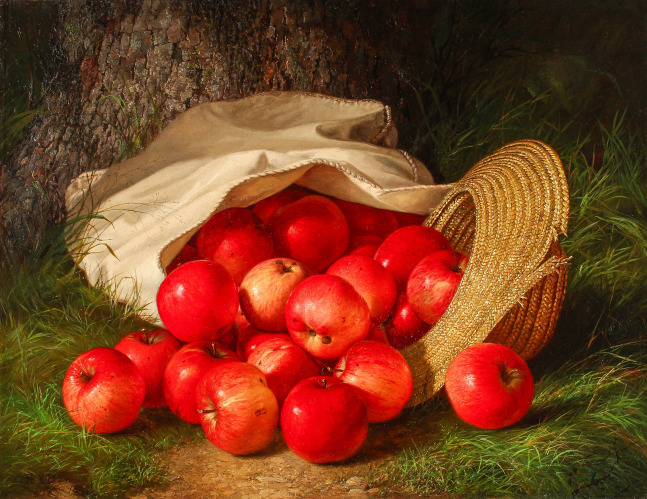 Robert Spear Dunning (1829–1905). Apples, 1869. Oil on canvas, 19 3/4 x 25 1/4 in. Signed, dated lower left.