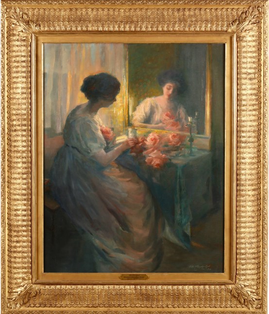 Hallie Elizabeth Champlin-Hyde (1880–1935). The Floral Gift (The Love Letter), 1910. Oil on canvas. 40 x 32 in. Signed, dated, inscribed lower right (framed)