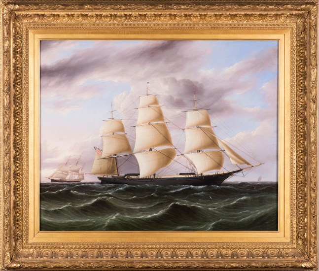 James E. Buttersworth (1819–1894), Clipper Ship Black Warrior, c. 1853, oil on canvas, 29 x 36 in., signed lower right: J. E. Buttersworth (framed)