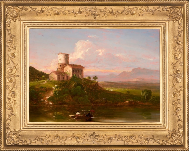 Thomas Cole (1801–1848). View on The Tiber, c. 1841–42. Oil on wood panel, 9 ¾ x 14 in. (framed)