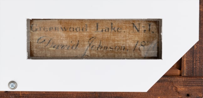 David Johnson (1827–1908) Greenwood Lake, New Jersey. 1876 Oil on canvas, 11 3/8 x 19 1/2 in. (detail of verso)