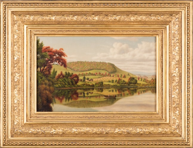 Levi Wells Prentice (1851–1935), Autumn Reflections, oil on canvas, 8 x 12 in., signed lower left: L.W. Prentice (framed)