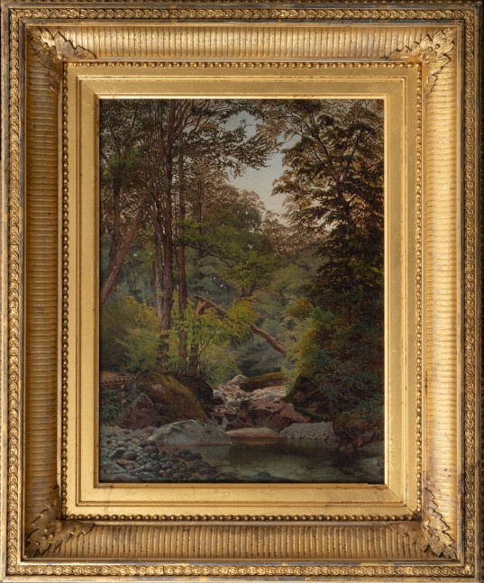 Alexander Lawrie (1828–1917). Woodland Interior, 1863. Oil on canvas, 12 x 9 1/2 in. Signed and dated lower left