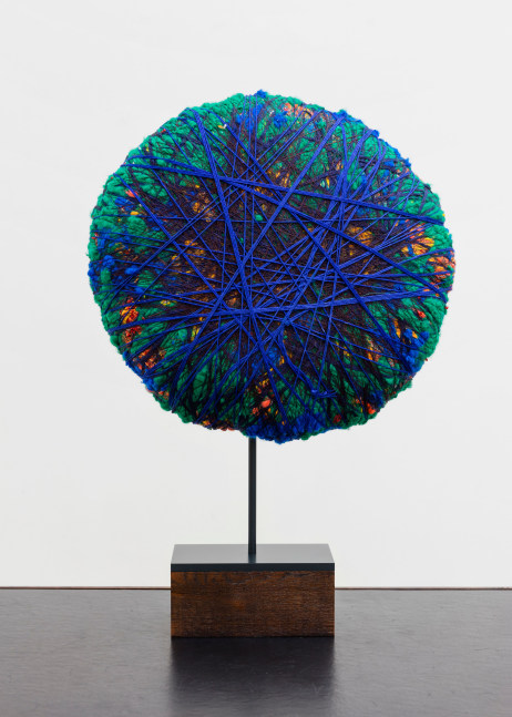 Sheila Hicks  Dream of Ultramarine, 2020  cotton, linen, pigmented acrylic fiber  19 5/8 inches in diameter