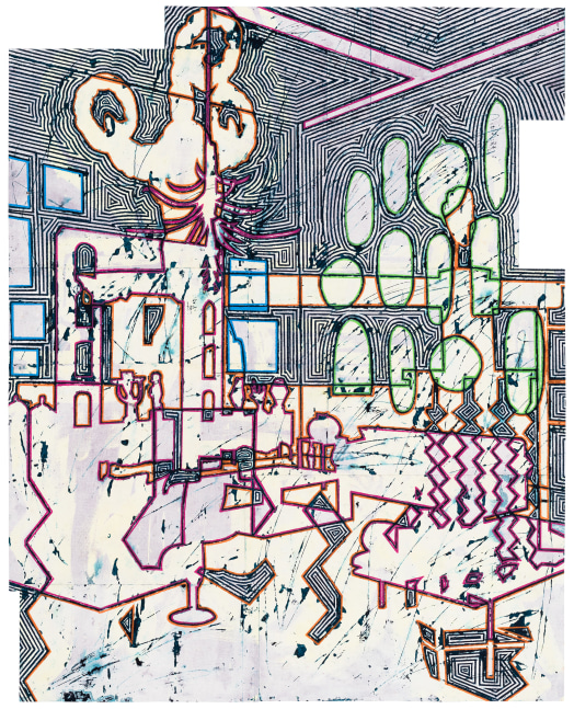 Bo Joseph  Holding Spaces: Meandering through Matter, 2023  Oil pastel, acrylic and tempera on joined paper  59 5/8 x 48 inches