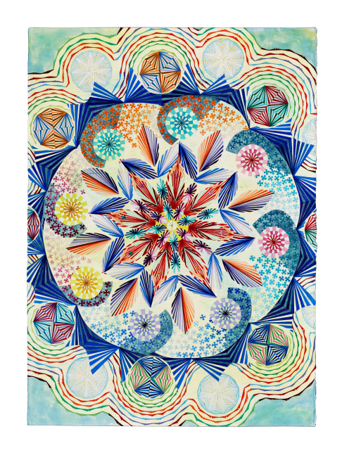 Mara Held  Straight Lines 30, 2021 gouache and egg tempera on paper 41 1/4 x 30 inches