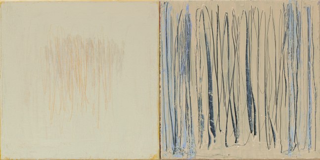 Christopher Le Brun  Aside VI, 2020 oil on two canvases 16 x 31 7/8 inches