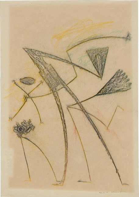 Max Ernst  Ohne Titel, 1949 frottage and colored pencil on paper paper: 10 3/4 x 7 5/8  inches frame: 19 1/2 x 16 1/8 x 2 1/16 inches