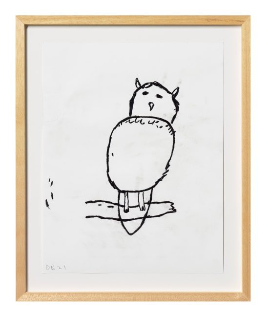 Donald Baechler  Owl, 2021 graphite on Strathmore Archival Bond paper  paper: 14 x 11 inches  frame: 17 5/16 x 14 1/4 inches