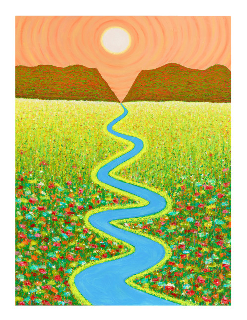 Ping Zheng  A Long Stream of Water, 2021  oil stick on paper  paper: 24 x 18 inches  frame: 28 1/16 x 22 3/16 x 1 inches