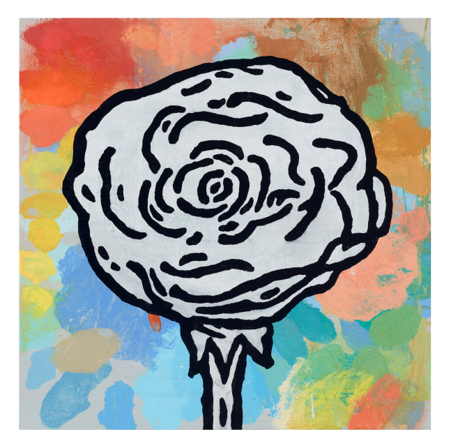 Donald Baechler The Silent Scent #1, 2020 acrylic and fabric collage on canvas 24 x 24 inches