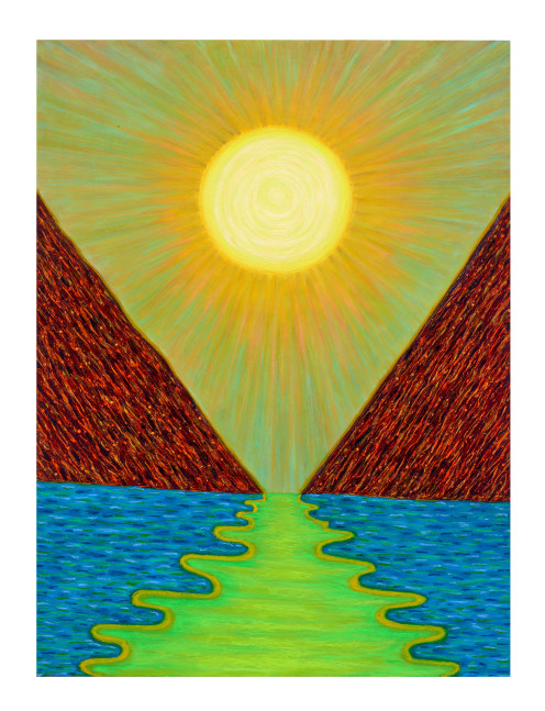 Ping Zheng  Shimmering Sea Mountain, 2021 oil stick on paper paper: 24 x 18 inches frame: 28 1/16 x 22 3/16 x 1 inches