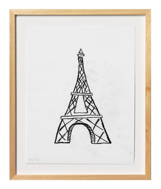 Donald Baechler Eiffel Tower, 2021 graphite on Strathmore Archival Bond paper paper: 14 x 11 inches  frame: 17 5/16 x 14 1/4 inches