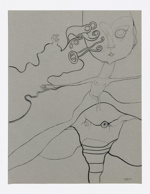 Dorothy Hood  Untitled (tentacles, n.d. ink on paper paper: 25 1/2 x 19 3/4 inches frame: 31 6/8 x 25 15/16 inches