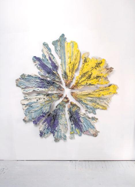 Brie Ruais  Spreading out From Center, 132lbs (Fort Tilden, October 2019), 2019 glazed and pigmented stoneware, hardware 78 x 75 x 3 inches