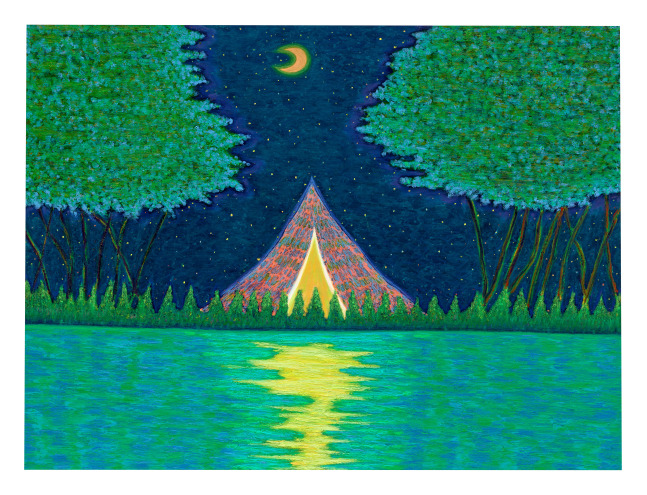 Ping Zheng  Quiet Night, 2021  oil stick on paper  paper: 18 x 24 inches  frame: 22 3/16 x 28 1/16 x 1 inches