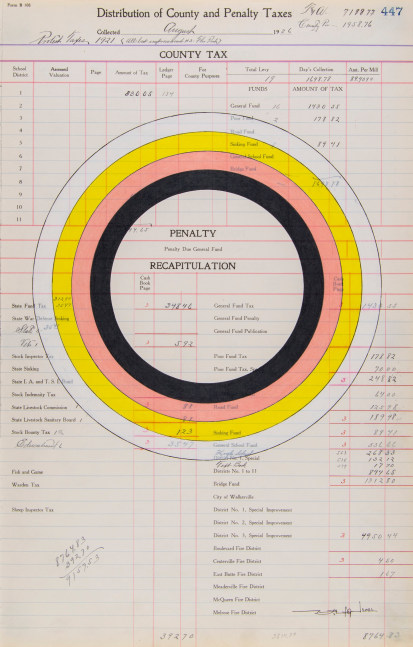 Terran Last Gun  Remnants of an Ancient Creation, 2021 ink and colored pencil on antique ledger paper (dated 1926) paper: 17 3/4 x 11 3/8 inches frame: 21 1/4 x 15 x 1 1/4 inches
