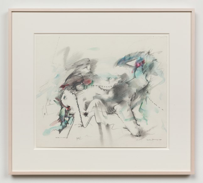 Dorothea Tanning  Double or Nothing, 1988 graphite and colored ink on board paper: 18 x 20 7/8 inches  frame: 26 5/8 x 29 1/2inches