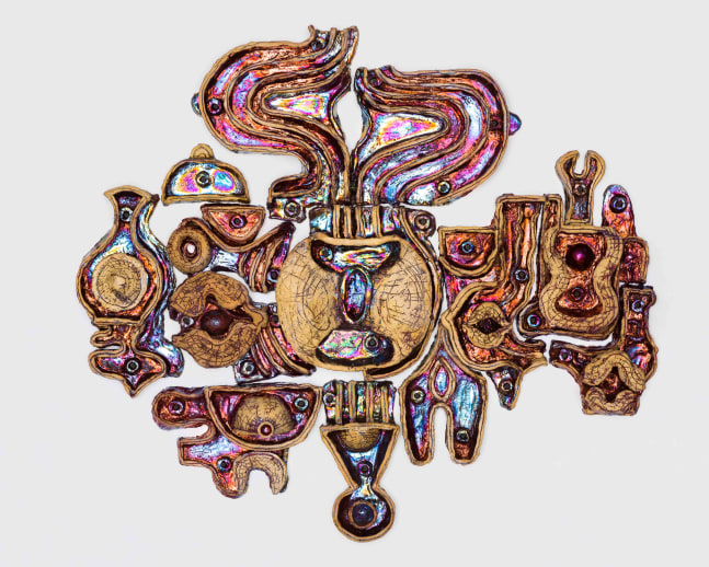 Julia Kunin  Rainbow Dream Machine, 2019 ceramic wall piece 39 x 45 x 4 inches   $25,000