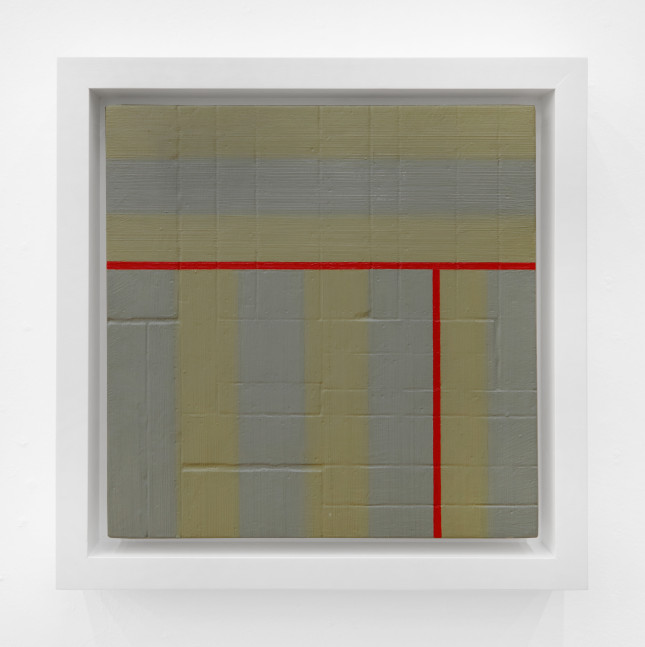 Aaron Parazette  Empty Abstraction 6, 1991  oil on wood  panel: 10 x 10 inches  frame: 12 1/4 x 12 1/4 inches