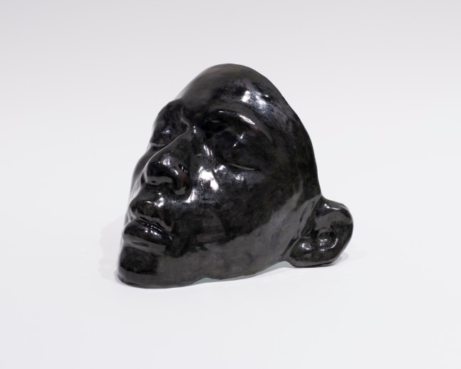 Shikeith  The Remnant of A Revision, (The Blues), 2019/2021 glazed ceramic and haint blue paint [black glazing] 5 x 7 x 5 1/2 inches signed and dated in ink