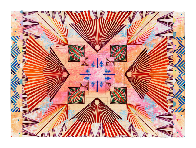 Mara Held  Straight Lines 28, 2021 gouache and egg tempera on paper 29 1/2 x 39 1/2 inches